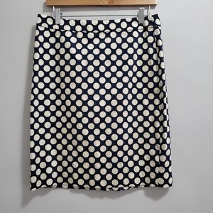 J. Crew Factory The Pencil Skirt Navy and White Polka Dots Size 6